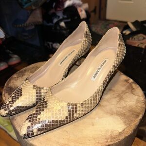 Manolo Blahnik Snakeskin Kitten Heels